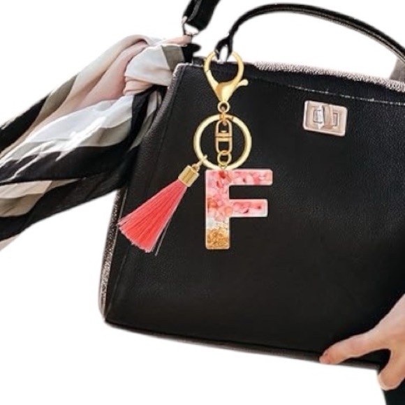 Initial Keychain with Tassel / Bag Charm “F” NIP - Picture 2 of 7
